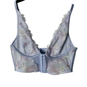 Victoria's Secret Dream Angels Floral Embroidery Corset Top Periwinkle XS